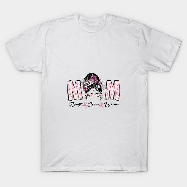 Mom Breast Cancer Warrior T-Shirt by TsunamiMommy